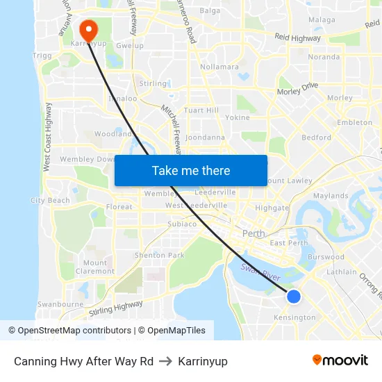 Canning Hwy After Way Rd to Karrinyup map