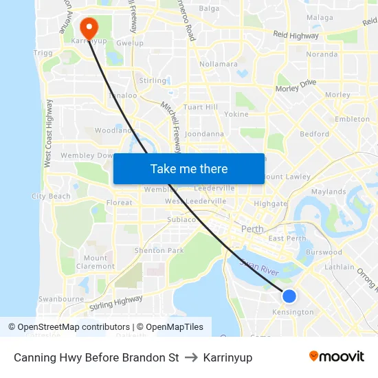 Canning Hwy Before Brandon St to Karrinyup map