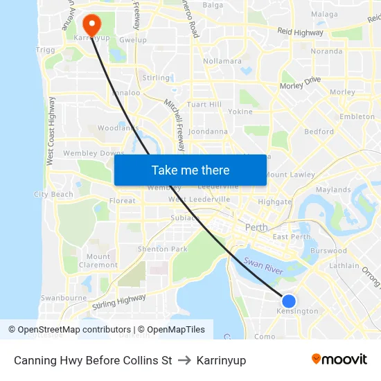 Canning Hwy Before Collins St to Karrinyup map