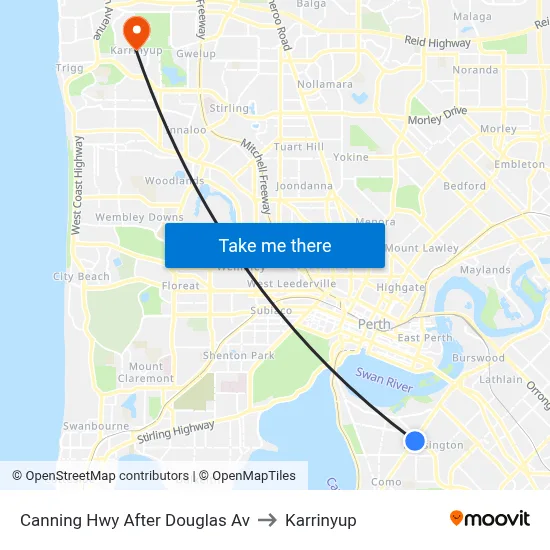 Canning Hwy After Douglas Av to Karrinyup map