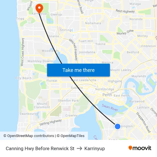 Canning Hwy Before Renwick St to Karrinyup map