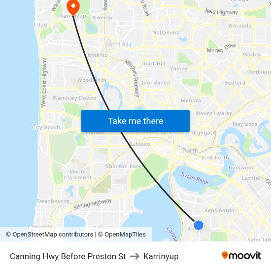 Canning Hwy Before Preston St to Karrinyup map