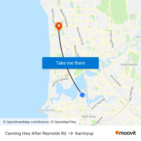 Canning Hwy After Reynolds Rd to Karrinyup map