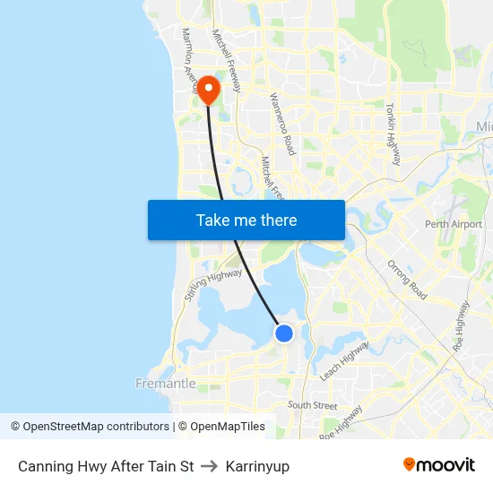 Canning Hwy After Tain St to Karrinyup map