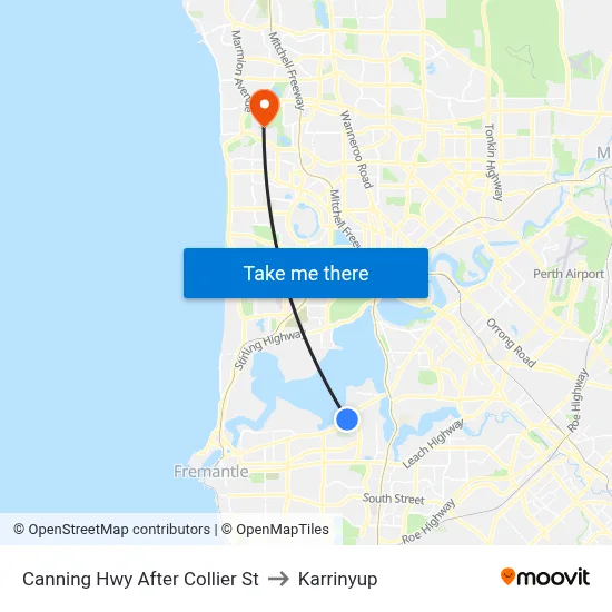 Canning Hwy After Collier St to Karrinyup map