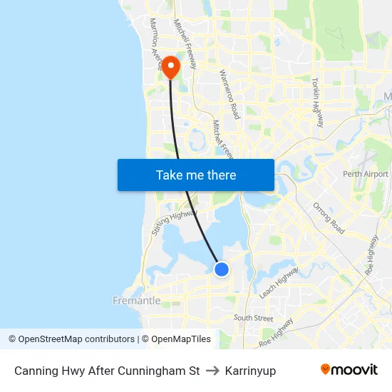 Canning Hwy After Cunningham St to Karrinyup map