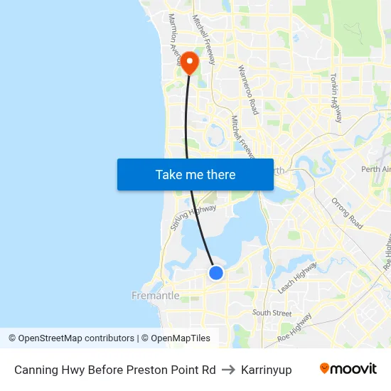 Canning Hwy Before Preston Point Rd to Karrinyup map