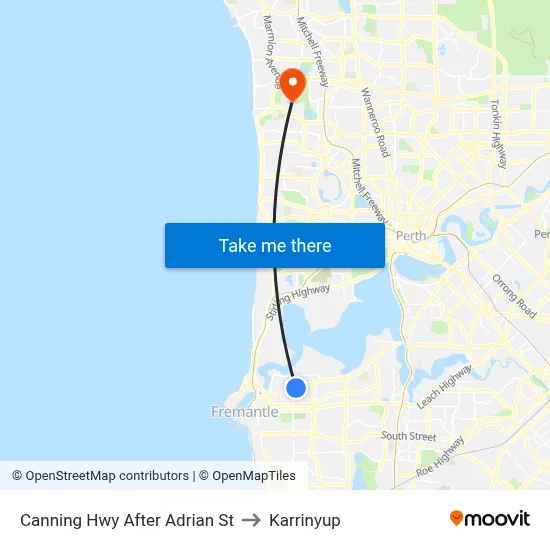 Canning Hwy After Adrian St to Karrinyup map