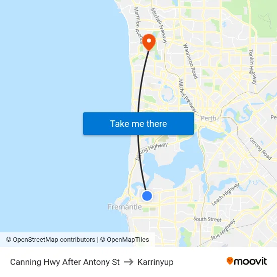 Canning Hwy After Antony St to Karrinyup map