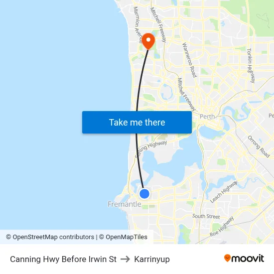 Canning Hwy Before Irwin St to Karrinyup map