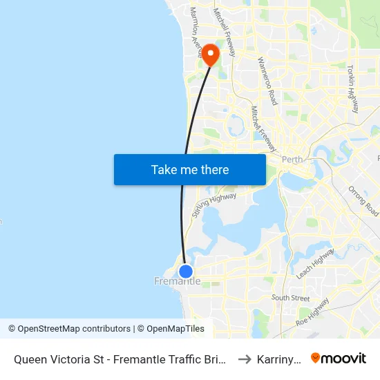 Queen Victoria St - Fremantle Traffic Bridge to Karrinyup map