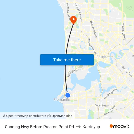 Canning Hwy Before Preston Point Rd to Karrinyup map