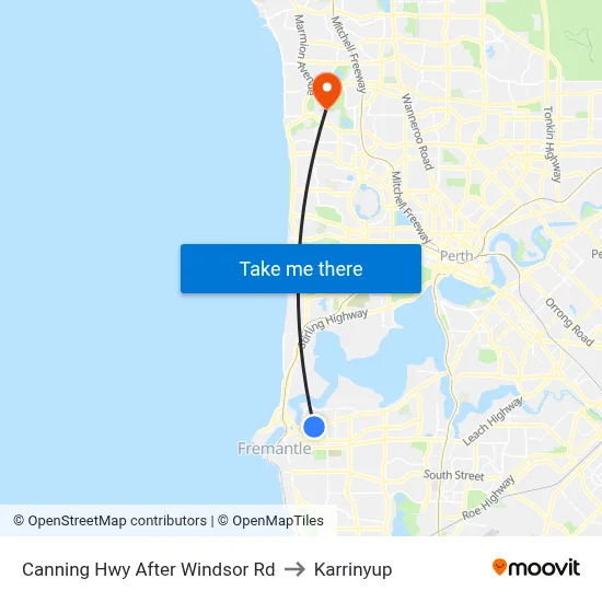 Canning Hwy After Windsor Rd to Karrinyup map