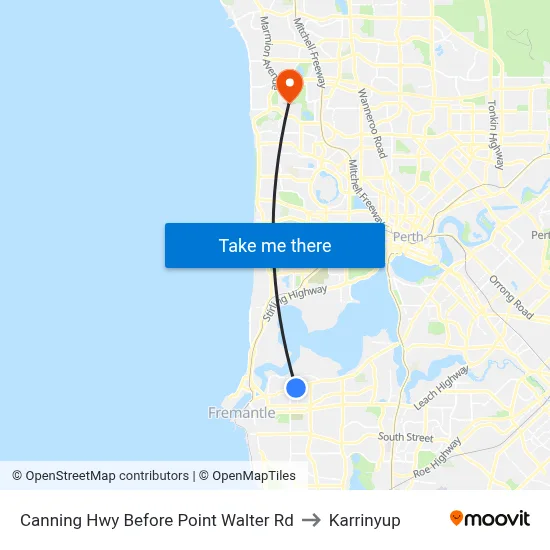 Canning Hwy Before Point Walter Rd to Karrinyup map