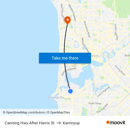 Canning Hwy After Harris St to Karrinyup map