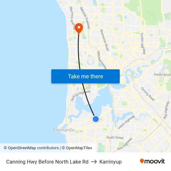 Canning Hwy Before North Lake Rd to Karrinyup map