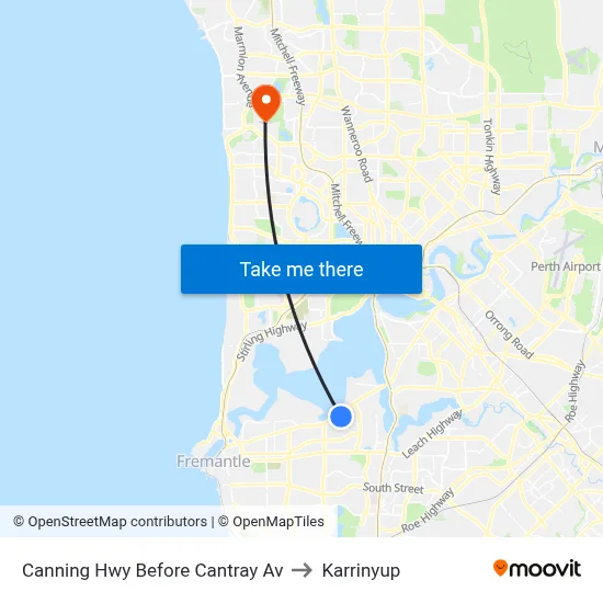 Canning Hwy Before Cantray Av to Karrinyup map