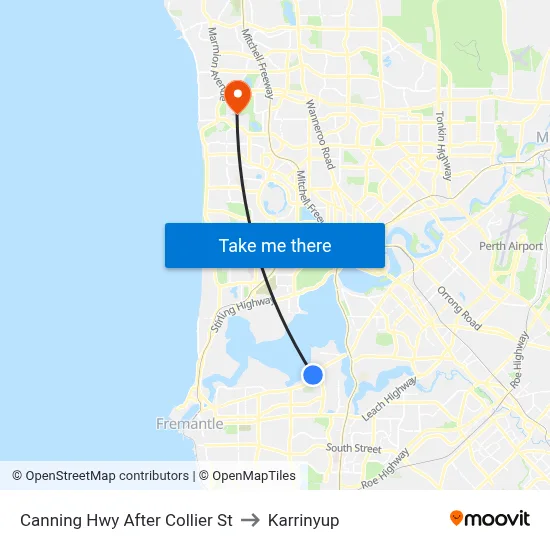 Canning Hwy After Collier St to Karrinyup map