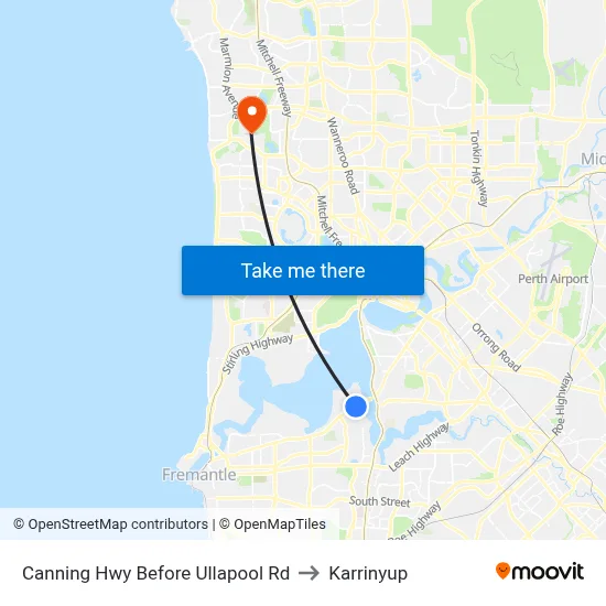 Canning Hwy Before Ullapool Rd to Karrinyup map