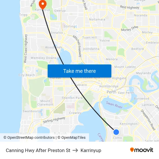 Canning Hwy After Preston St to Karrinyup map