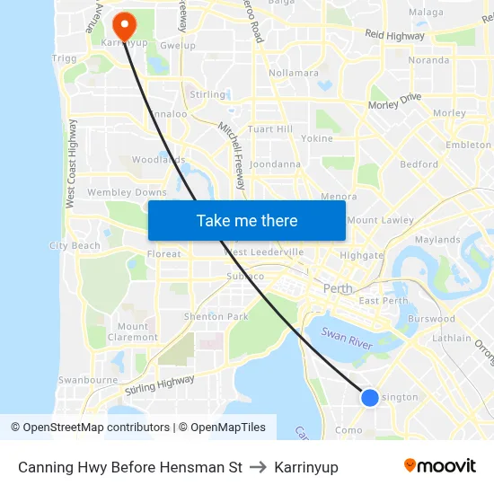 Canning Hwy Before Hensman St to Karrinyup map