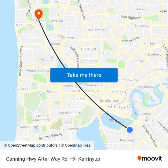 Canning Hwy After Way Rd to Karrinyup map