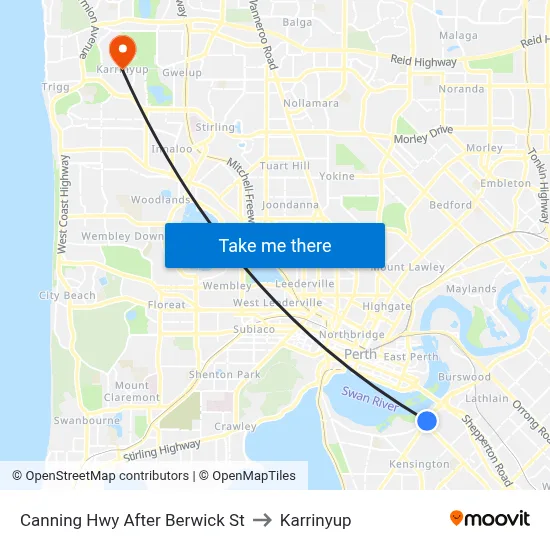 Canning Hwy After Berwick St to Karrinyup map