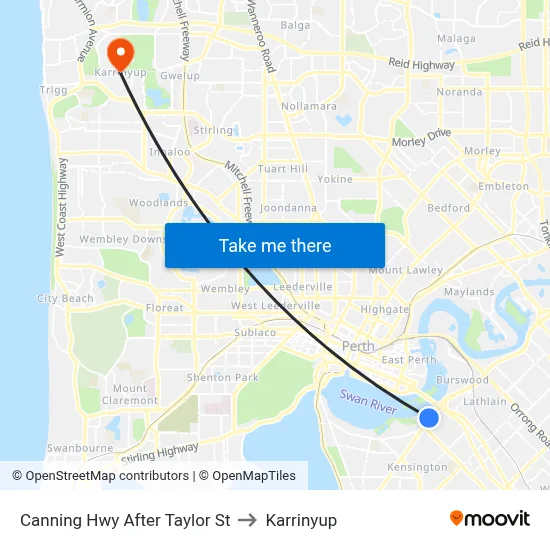 Canning Hwy After Taylor St to Karrinyup map