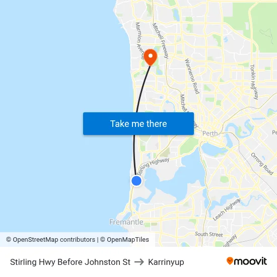Stirling Hwy Before Johnston St to Karrinyup map
