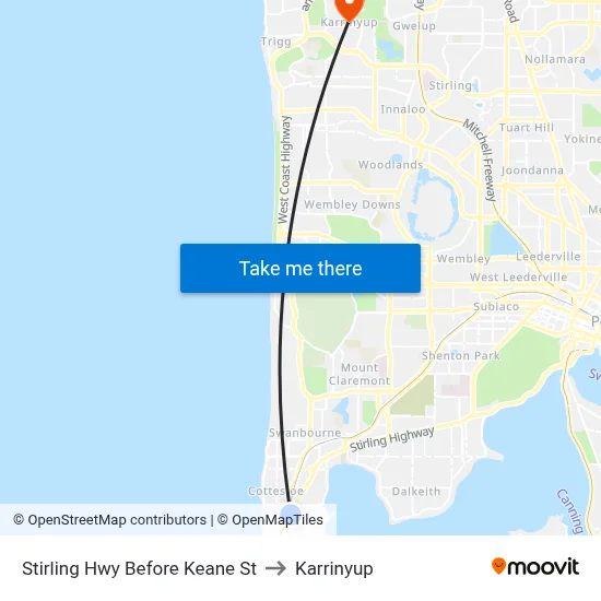 Stirling Hwy Before Keane St to Karrinyup map
