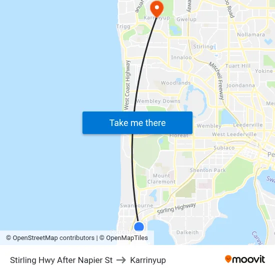 Stirling Hwy After Napier St to Karrinyup map