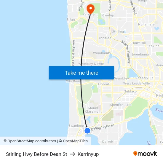 Stirling Hwy Before Dean St to Karrinyup map