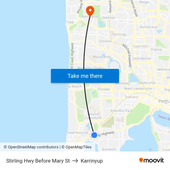 Stirling Hwy Before Mary St to Karrinyup map