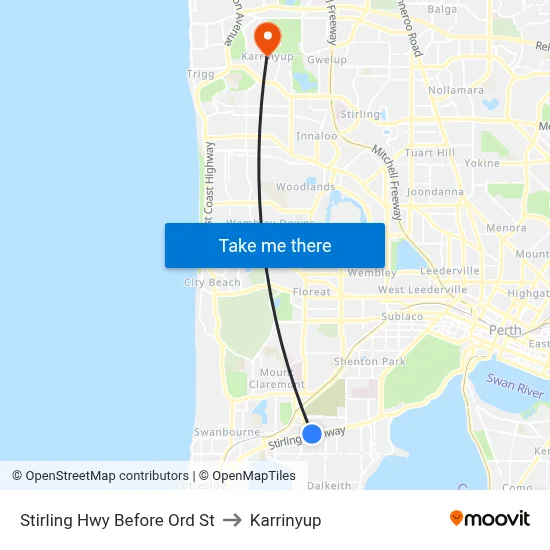 Stirling Hwy Before Ord St to Karrinyup map