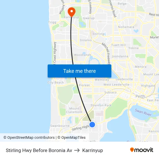 Stirling Hwy Before Boronia Av to Karrinyup map
