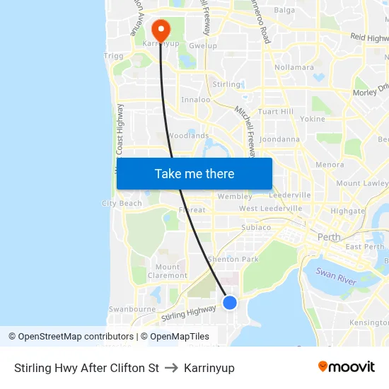 Stirling Hwy After Clifton St to Karrinyup map