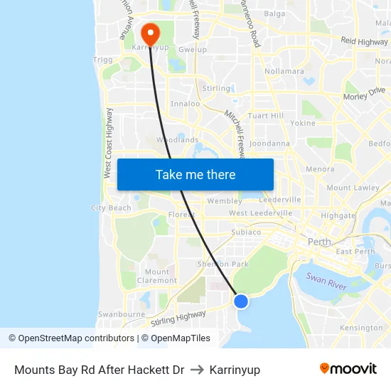 Mounts Bay Rd After Hackett Dr to Karrinyup map