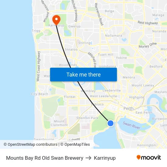 Mounts Bay Rd Old Swan Brewery to Karrinyup map