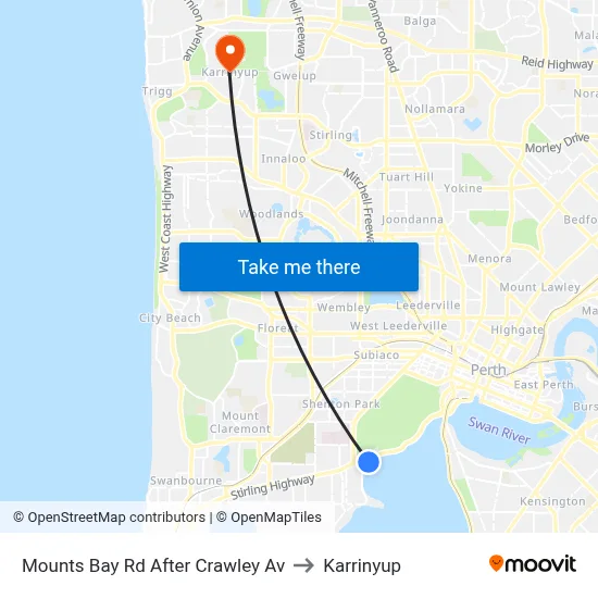 Mounts Bay Rd After Crawley Av to Karrinyup map