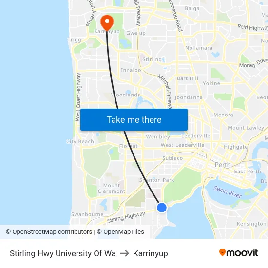 Stirling Hwy University Of Wa to Karrinyup map