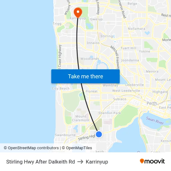 Stirling Hwy After Dalkeith Rd to Karrinyup map