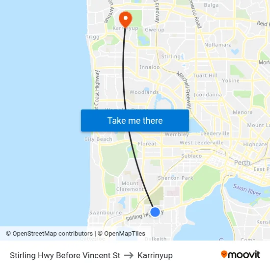 Stirling Hwy Before Vincent St to Karrinyup map