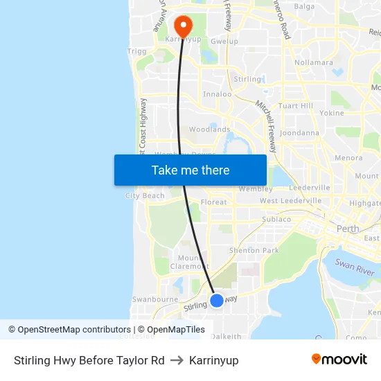 Stirling Hwy Before Taylor Rd to Karrinyup map