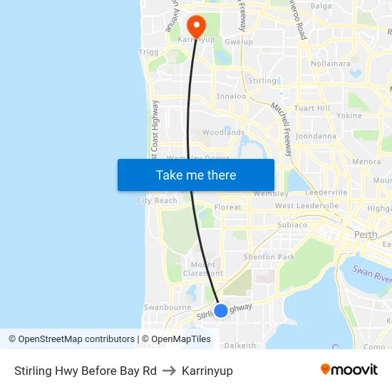 Stirling Hwy Before Bay Rd to Karrinyup map