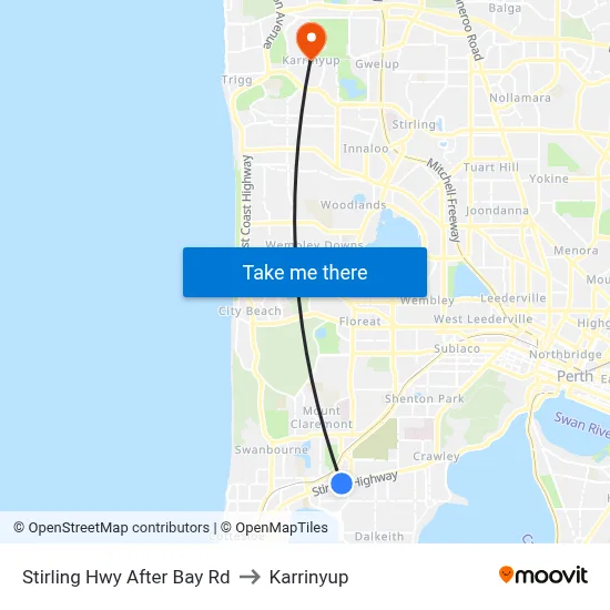 Stirling Hwy After Bay Rd to Karrinyup map