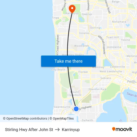 Stirling Hwy After John St to Karrinyup map