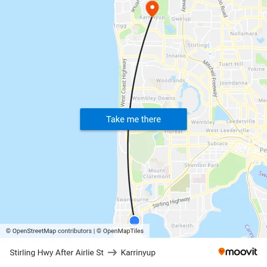 Stirling Hwy After Airlie St to Karrinyup map