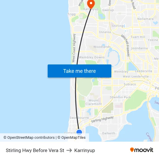Stirling Hwy Before Vera St to Karrinyup map