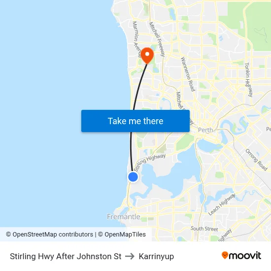 Stirling Hwy After Johnston St to Karrinyup map