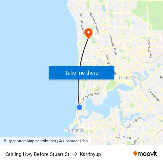 Stirling Hwy Before Stuart St to Karrinyup map